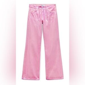 Zara X Barbie Jeans Metallic Glitter Pink